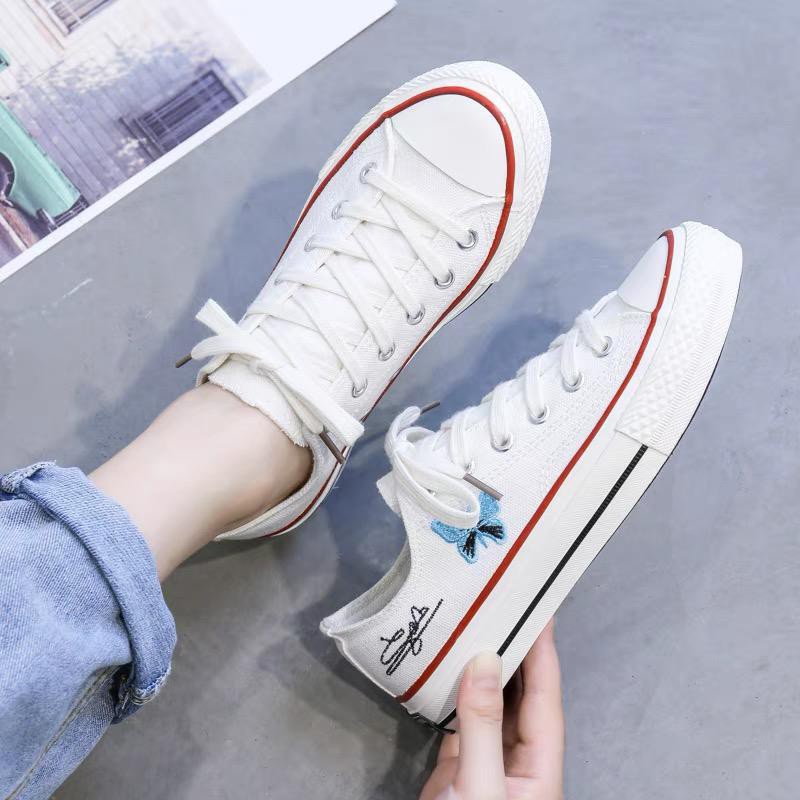 Free BOX Sepatu Sneakers Wanita Import Sepatu Kanvas Wanita Kasual Polos Tali Premium Quality NS3936