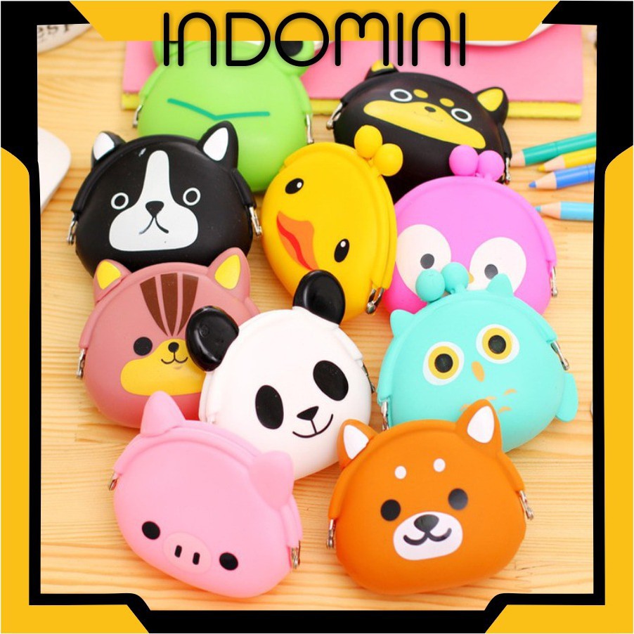 INDOMINI D017 Dompet Silikon Koin Karakter DompetWanita Kantong Pocket Coin Tempat Headset Silicone