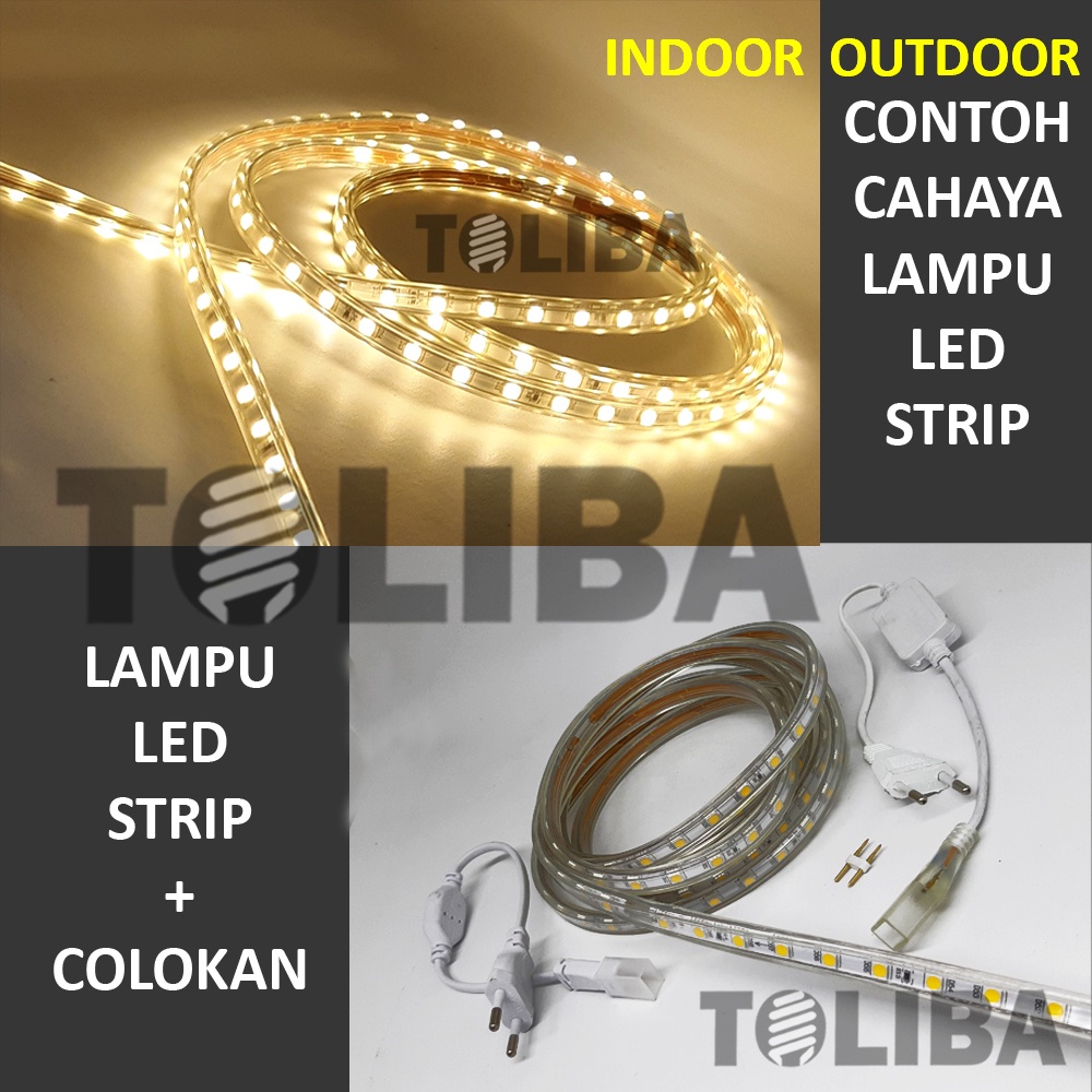 lampu led strip selang atau colokan soket 220v indoor outdoor kuning meteran lampu hias lampu selang