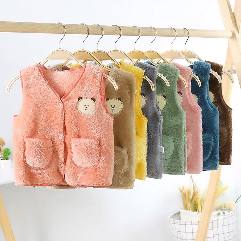 Kids fur vest chava rompi anak bulu import hangat import murah