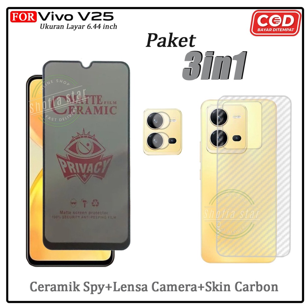 3in1 Tempered Glass Bening Vivo V25 5G V25e V23e V20 V20 Se Anti Gores Kaca Full Cover