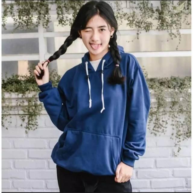 SWEATER POLOS NAVY PRIA WANITA / SWEATER JUMPER HOODIE NAVY UNISEX