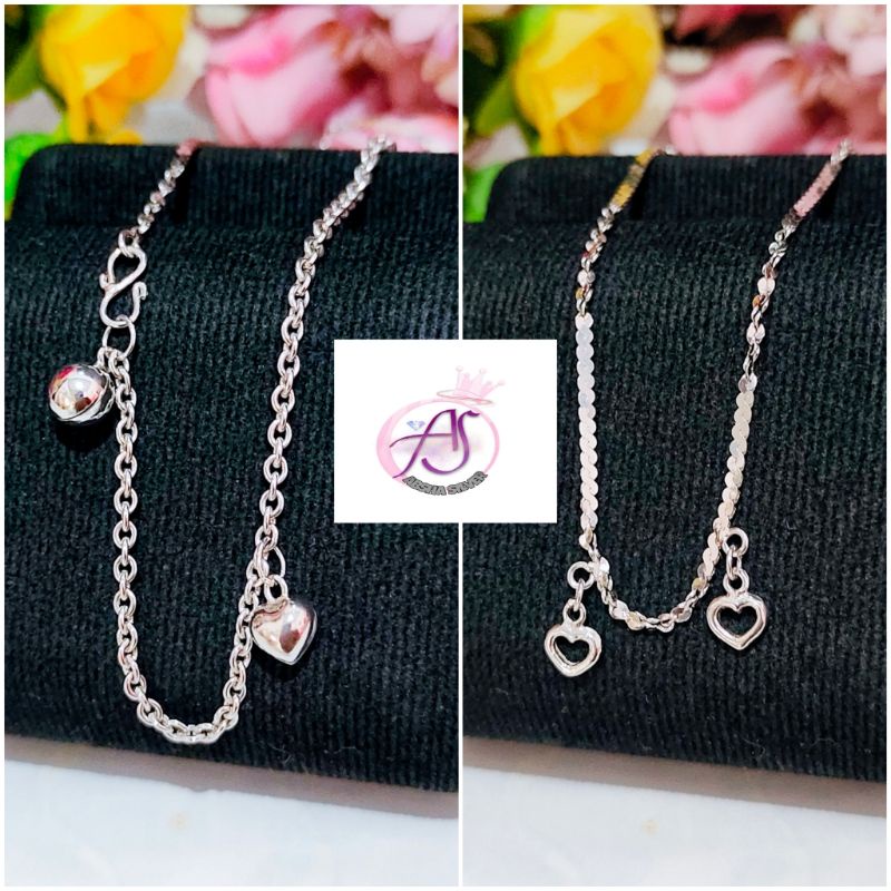 GELANG KAKI PERAK ASLI SILVER 925 IMPORT RANTAI KOMBINASI ASLI LAPIS MAS PUTIH
