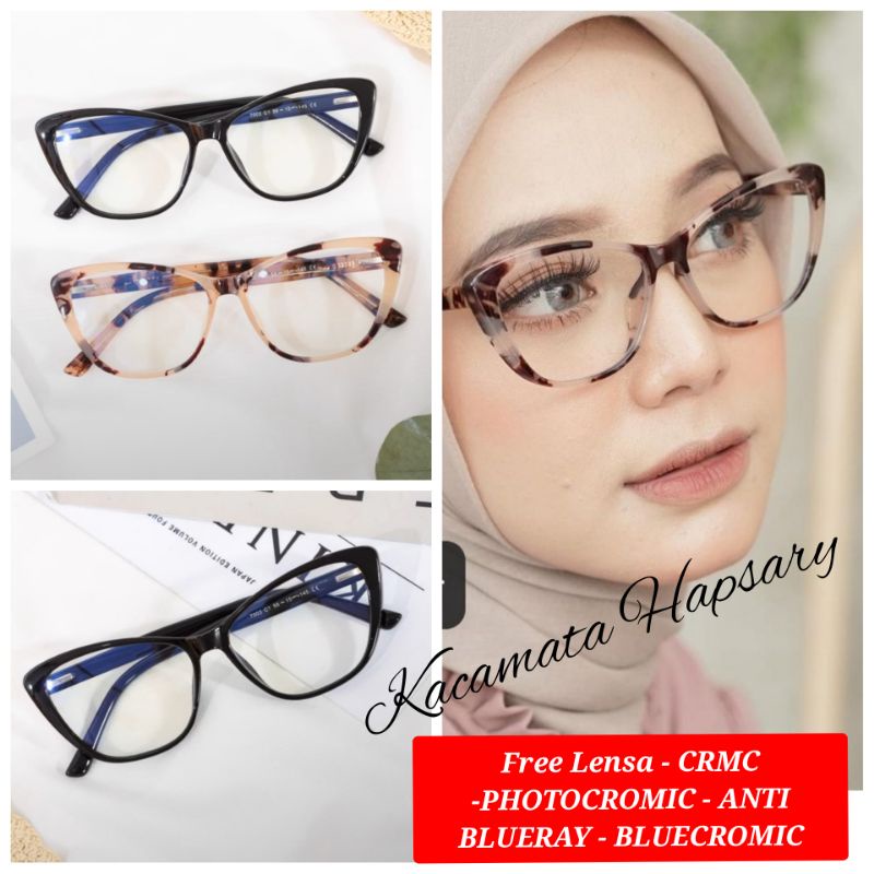 FRAME KACAMATA WANITA CAT EYE RIKU 7003 GRATIS LENSA ANTI RADIASI | KACAMATA PHOTOCROMIC / ANTI UV