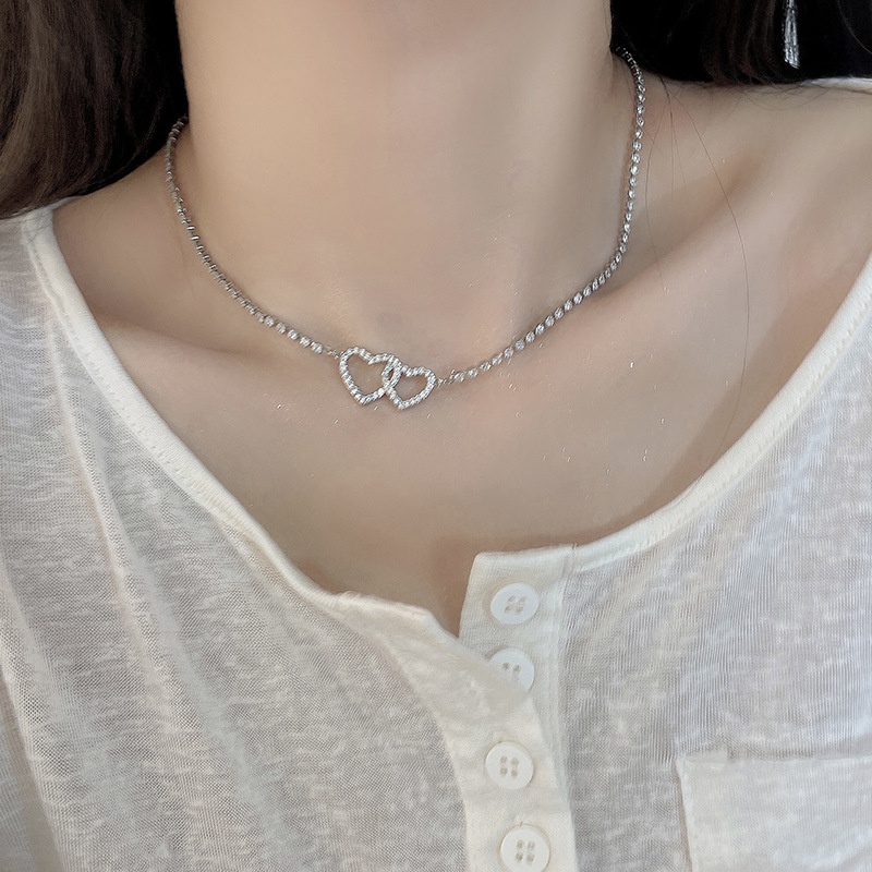 New Love Choker Necklace Female Light Luxury Clavicle Chain Simple Necklace Accessories Sweet Heart Jewelry