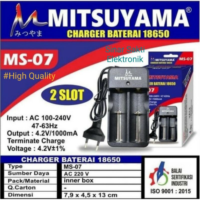 Charger Baterai 2 Slot Mitsuyama MS-07 18650 14500 26650 / alat cas