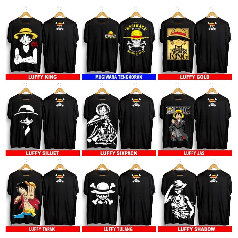 T-shirt Baju Kaos Distro Anime Onepiece Luffy King Mugiwara  Tengkorak Luffy Gold Luffy Siluet Luffy