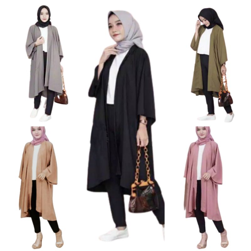 Cardigan Panjang Bahan Moscrepe Premium Fit XL Terbaru 2023 Korea Style . Atasan Baju Outer Wanita Blezer panjang Dewasa Kekinian Murah Davia