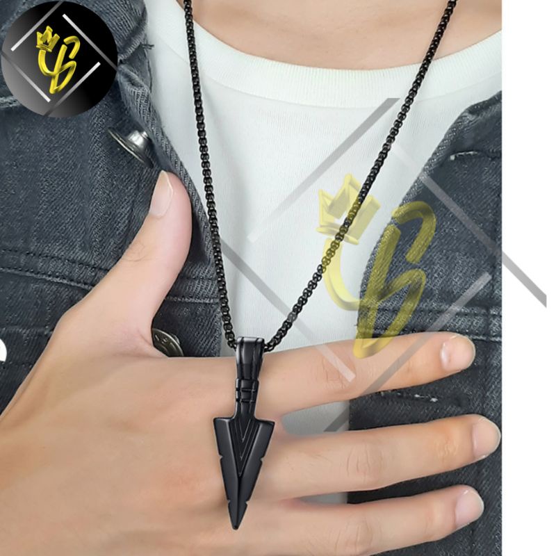 Kalung Liontin Pria Titanium Keren Asli Anti Karat Bandul Cowok Cewek Wanita Silver Perak Emas Putih
