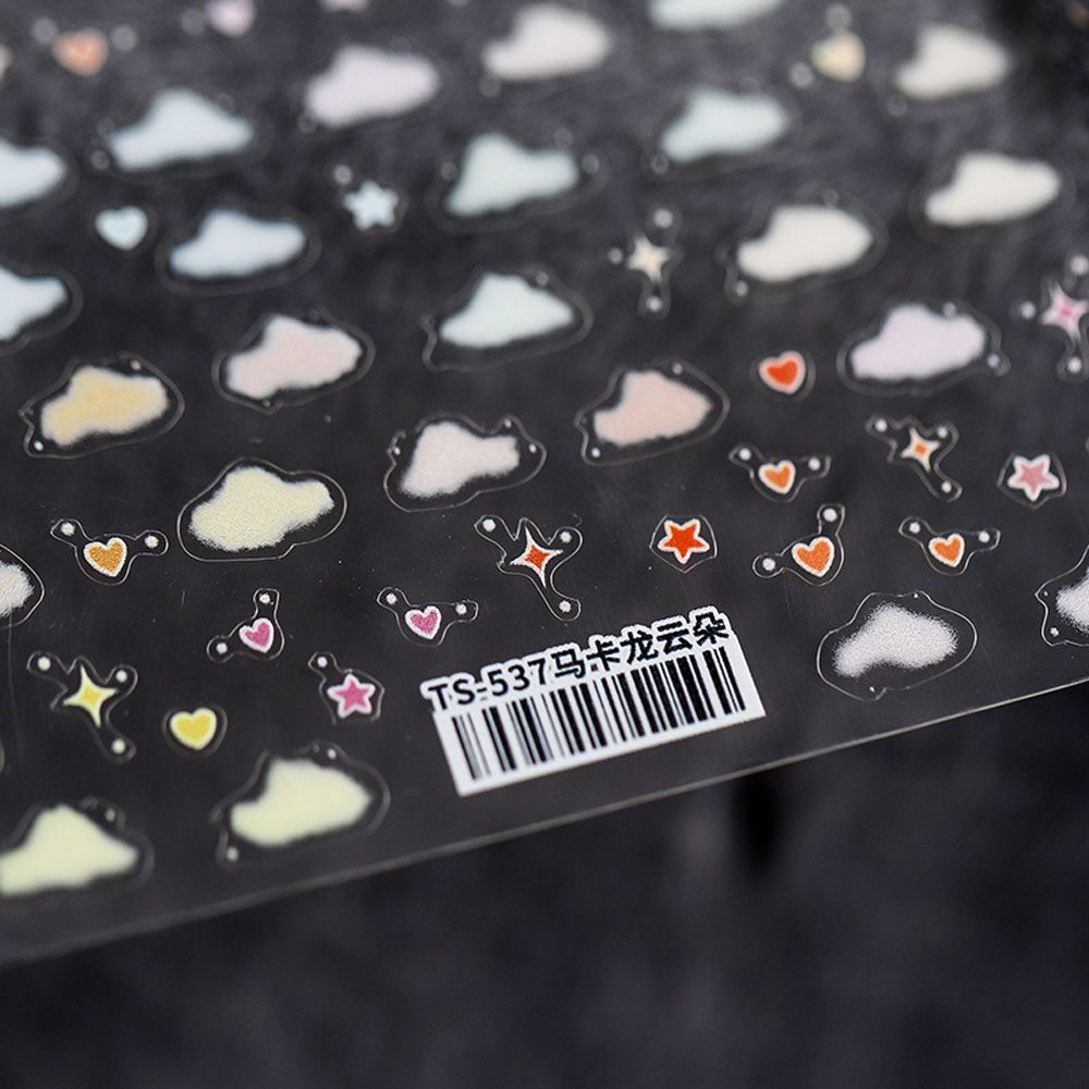 ELEGANT Spring Summer New 3D Nails Sticker Elegant Nail Decoration Nail Foil Decals Heart Salon Thin Transparent Five-pointed Star Japanese Cloud Star Rainbow DIY Nail Art