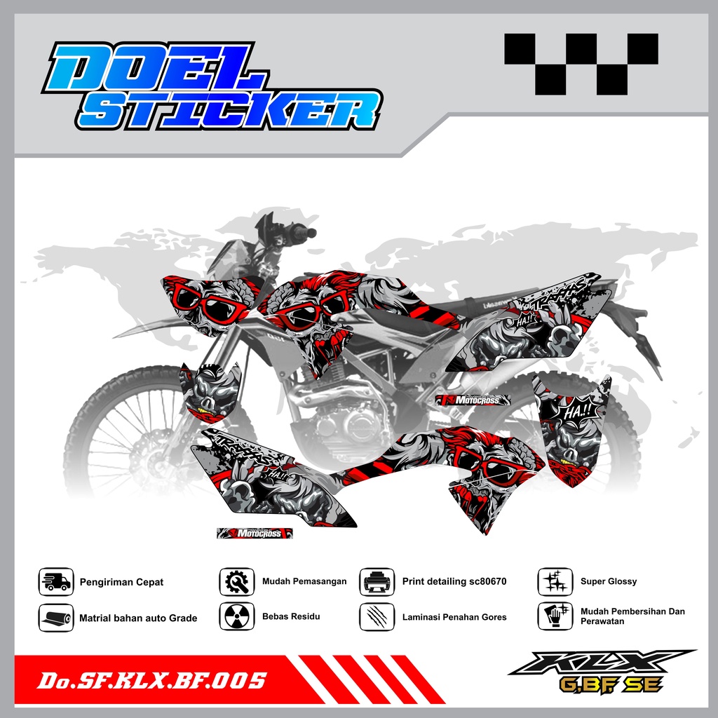 Sticker Striping Honda KLX 150 G , BF , SE Lama List Variasi Hologram , Crome Doel 005