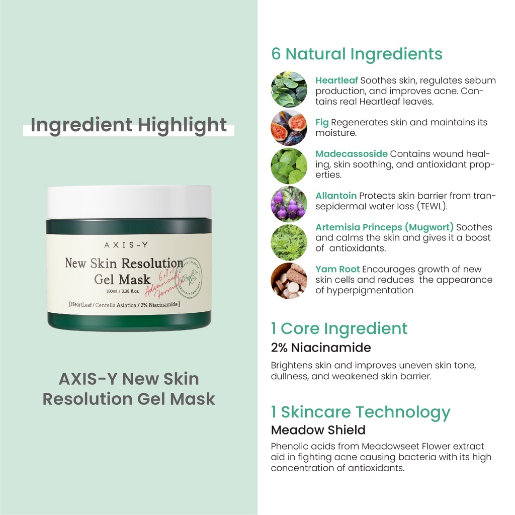 ☘️Yuri Kosmetik☘️ AXIS-Y New Skin Resolution Gel Mask 100ml / EXP 2023