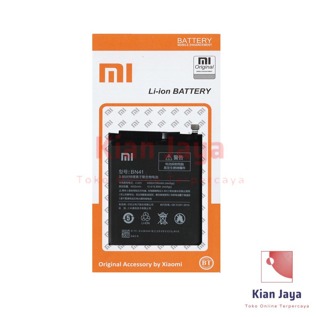 Baterai Hp XiaoMi Redmi Note 4 BN41 Original OEM Batrai Batre Battery Xiao Mi BN 41