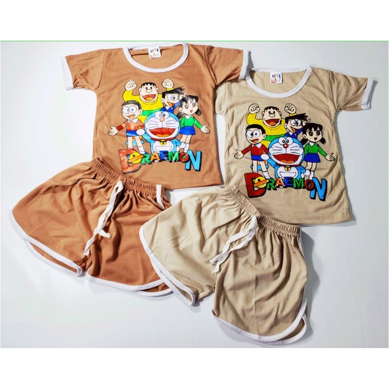 baju anak 1 stelan kaos DORAEMON