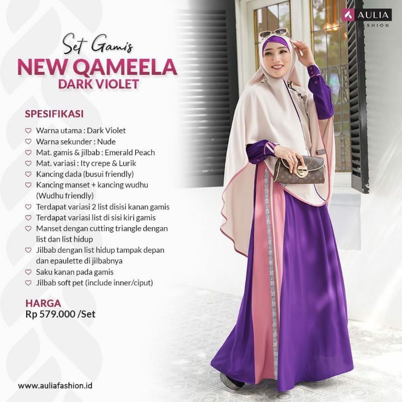 set gamis NEW QAMEELA DARK VIOLET ready M AULIA FASHION