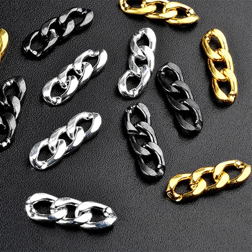 MXBEAUTY Girls Nail 3-Section Button Chains Fashion 3D Nail Art Decorations Nail Art Metal Chains Gold Silver Manicure Accessories Korean Black DIY Nail jewelry Nail Charms/Multicolor