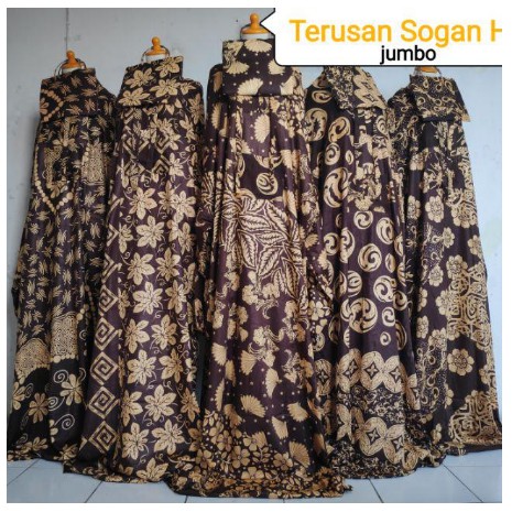 Grosir / Ecer Bis COD Mukena Batik Jumbo Terusan Bahan Rayon Rotari Adem Motif Batik Sogan HR Jumbo