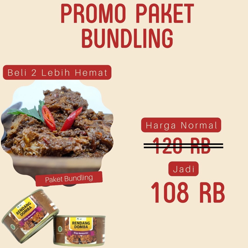 

Paket Hemat Bundling Rendang Domba Makanan Kaleng Siap Saji