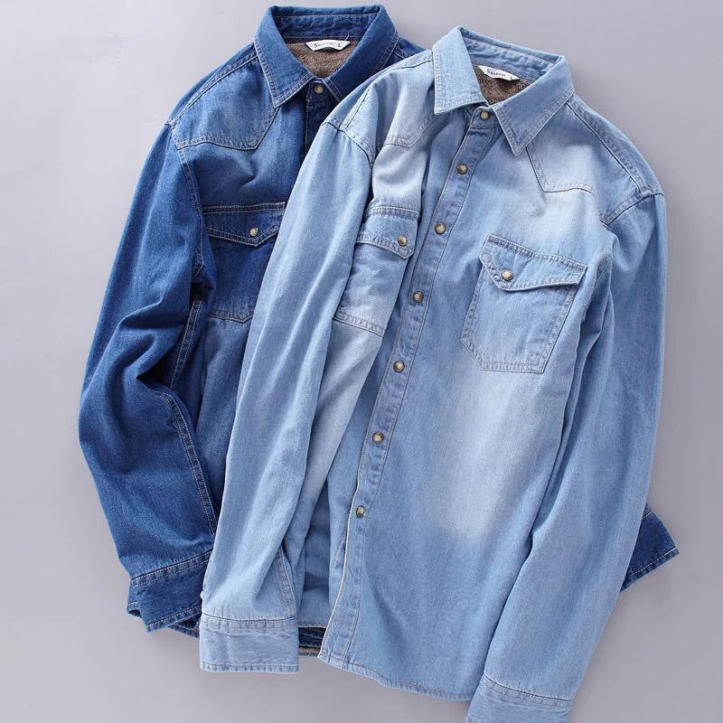 BII Kemeja Fashion pria N bahan jeans ori Eminem