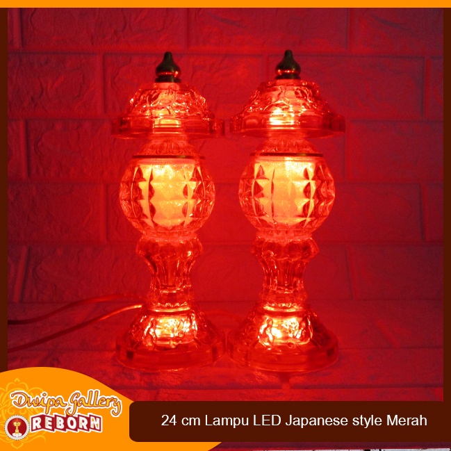 Lampu Sembahyang Altar Merah LED Japanese Style 24cm