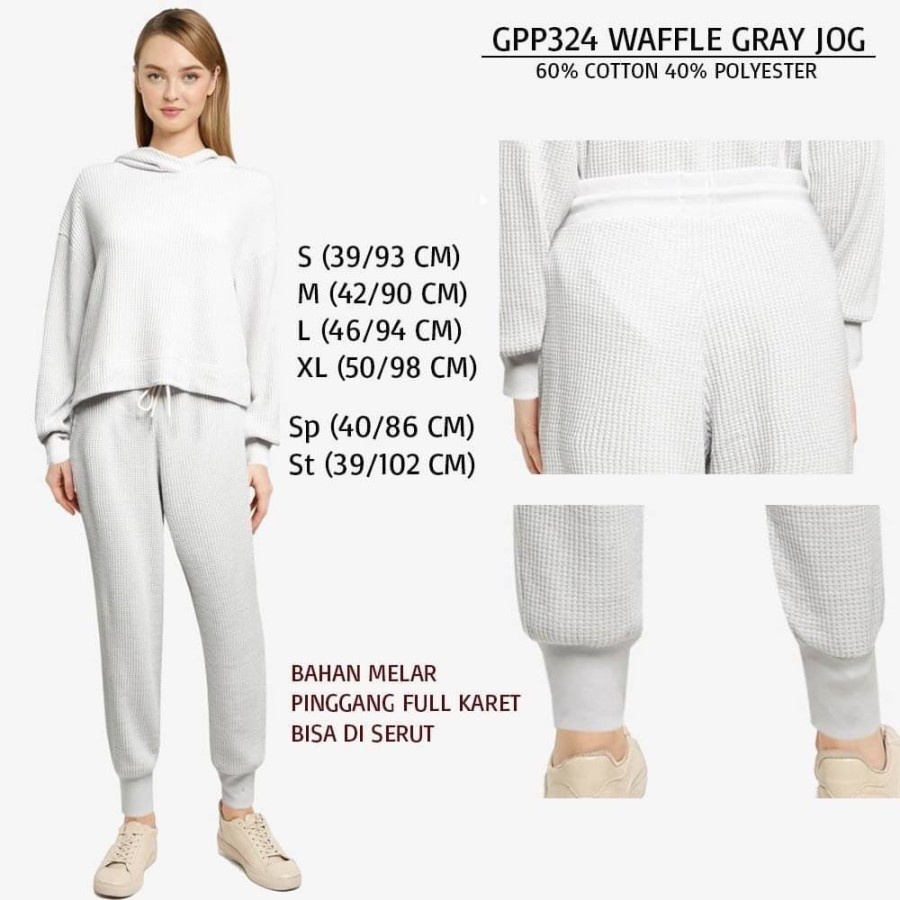Celana Jogger Wanita Murah Gap 324 Waffle Jog Grey/ Broken/ Purple