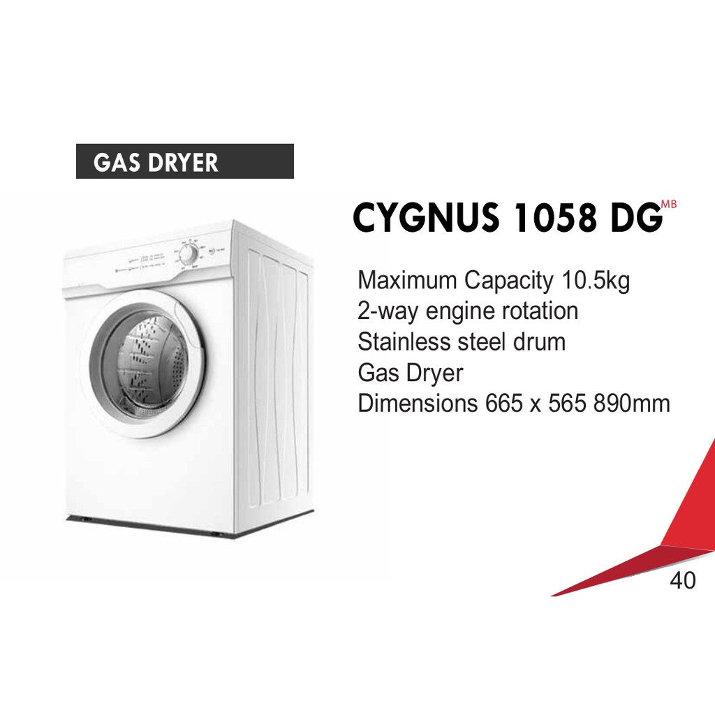 Diamante Gas Dryer Cygnus 1058-DG (10.5Kg)