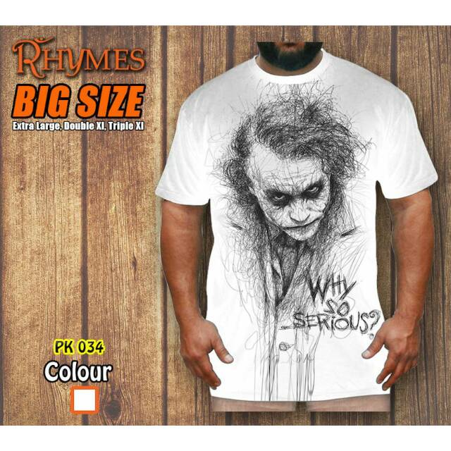 Baju Kaos Tshirt Superhero Joker Why So Serious White Big Size Jumbo Xl-XXXL Rhymes