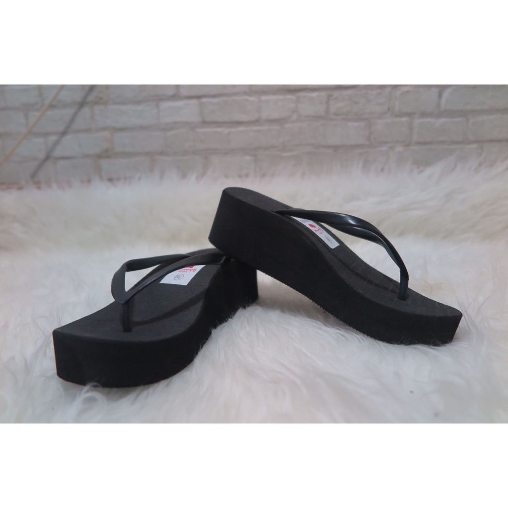 Sandal anak wedges spon hitam promo 26-35