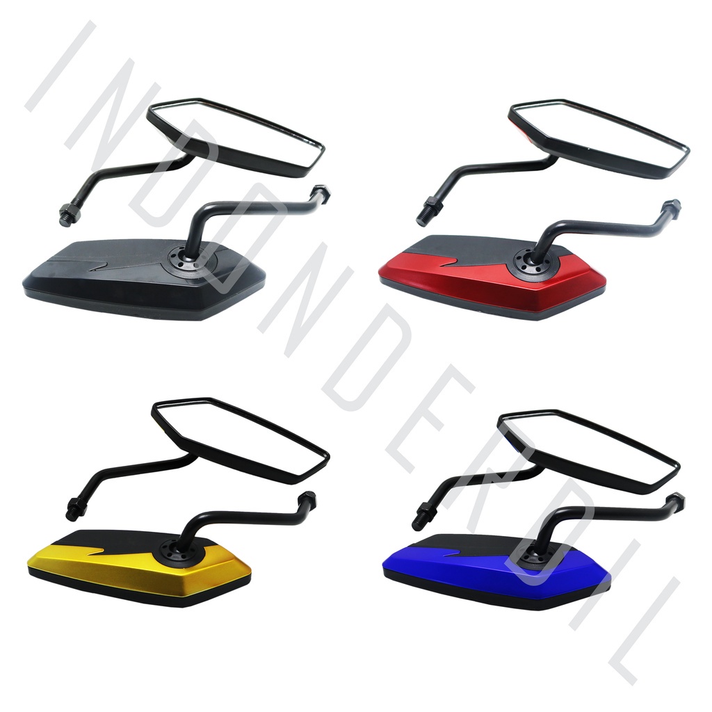 IND Onderdil Spion-Sepion-Kaca Set Variasi J001 Semua Jenis Motor Honda Drat Kanan Baut 14 Putih-Merah-Biru-Hitam Beat-Vario-Scoopy-Spacy-Revo-Grand-Supra-PCX