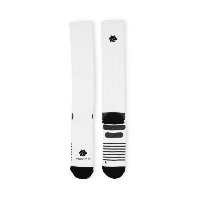 Tiento Long Compression Socks White Kaos Kaki Olahraga Ketat Panjang