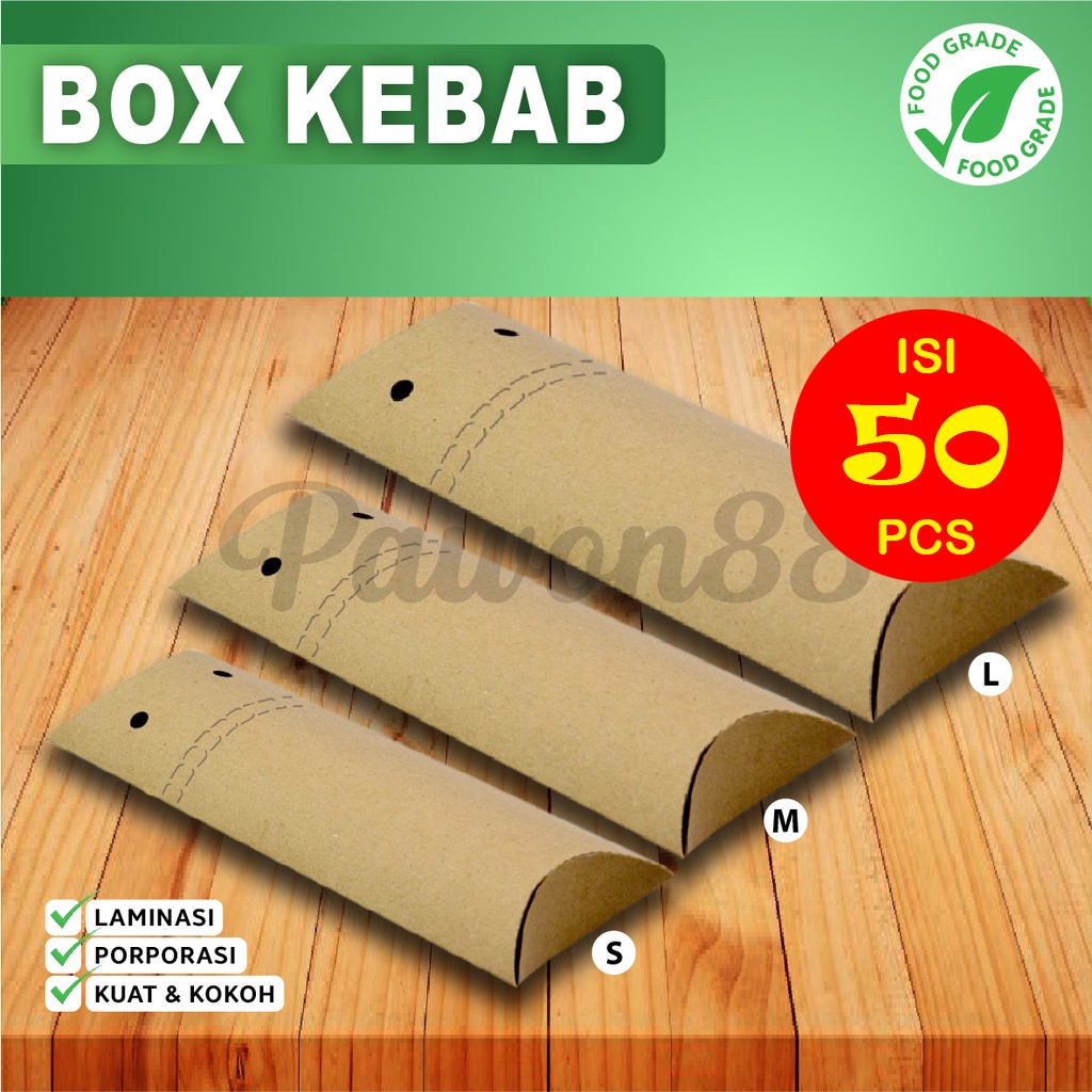 Box Kebab - Dus Kebab - Kotak Kebab  KRAFT COKLAT - M (50 pcs)
