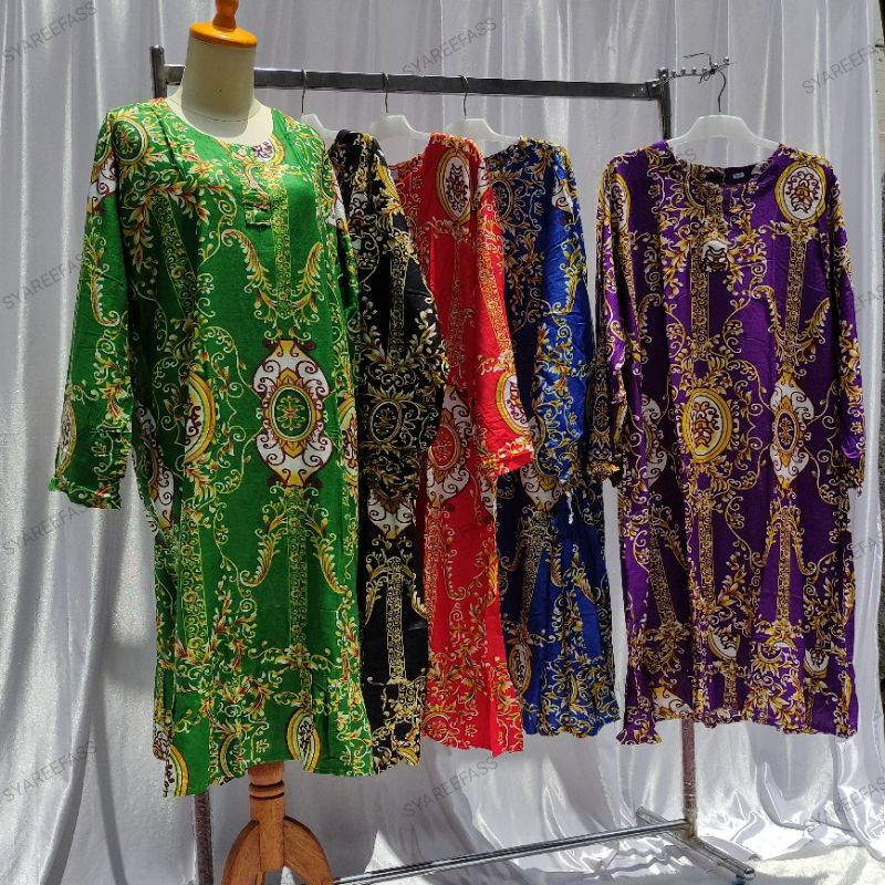 Tunik Dres Batik Jumbo LD 120 Rempel Lengan Panjang Rayon Busui
