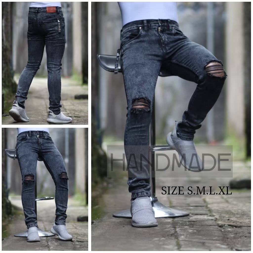 CELANA JEANS PANJANG PRIA BIKERS RIPPED 4760 JUST &amp; CO