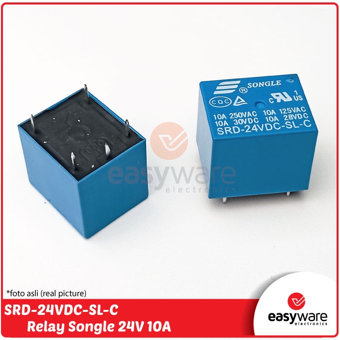 Relay 24V 5 Pin Songle SRD-24VDC-SL-C 24V DC 10A Relay Songle Original