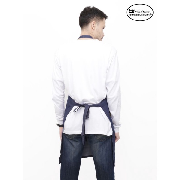 Celemek Apron Denim Pria wanita Celemek Masak Celemek Kitchen Celemek Dapur -  Bisa Custom polos dan Bordir logo