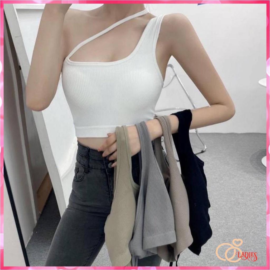 Ladies Tanktop atasan crop top pakaian wanita dalaman cewek korea tank top dengan cup bra 2015
