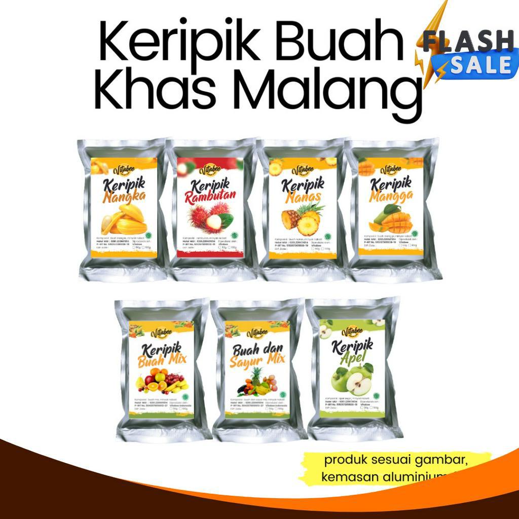 

BEST SELLER Keripik Kripik Buah Nangka Apel Salak Nanas Mangga Rambutan 5 gram Vitabee Khas Kota Malang Garansi Renyah BISA COD