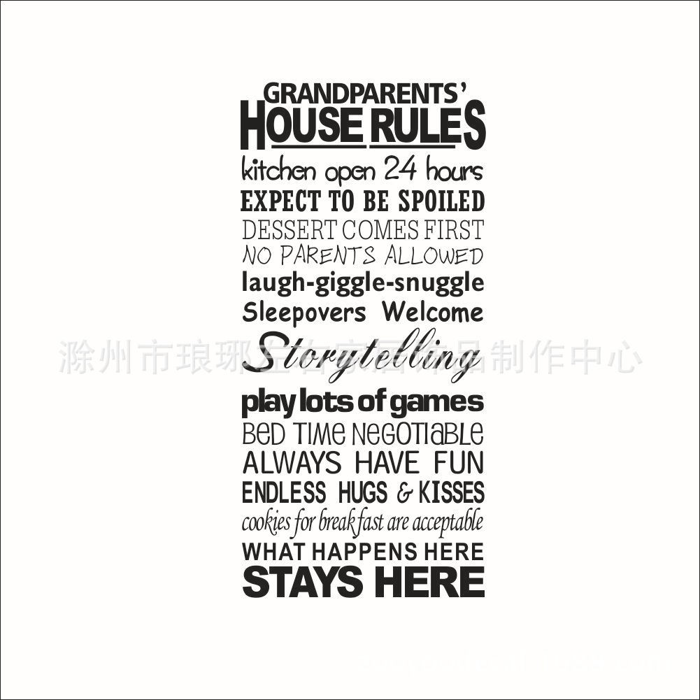 Reliza Wall Sticker Quotes Grandparent House Rules Stiker Dinding