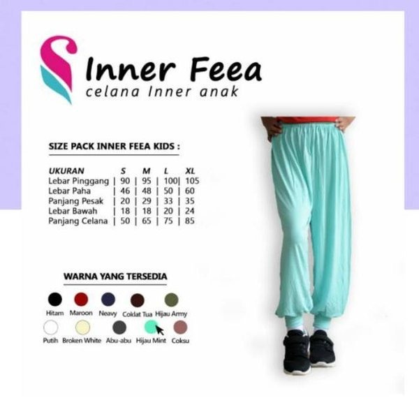 Celana Inner anak rib feea kids daleman gamis celamis legging leging katun murah dewasa bawahan panj