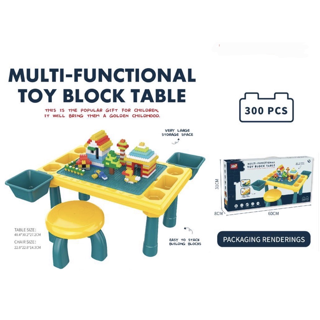 Meja Belajar Anak Multifungsi Learning Table Blocks 300 Pieces