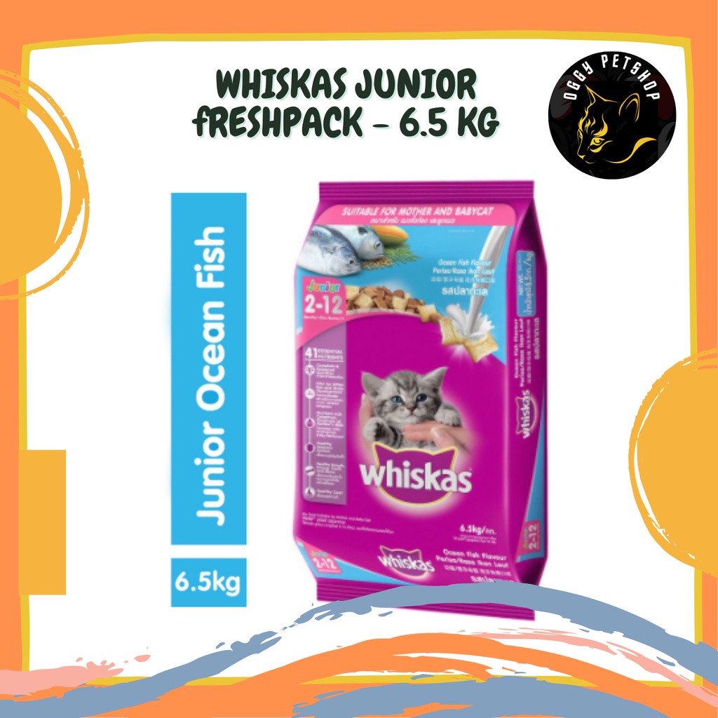 WHISKAS Makanan Kucing Kering Junior Freshpack 6.5 kg Wiskas Wiskash