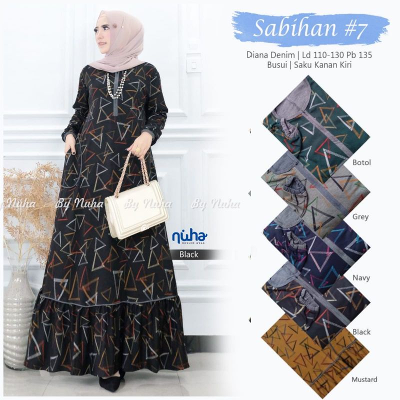 sabihan#7 diana denim dress jumbo ld 110-130cm melar tebal halusss