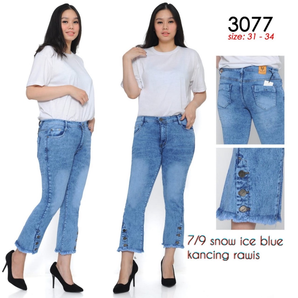 Celana Jeans Wanita Cutbray 7/9 Kancing Bawah 27-30 31-34 Bisa Bayar Ditempat(COD)