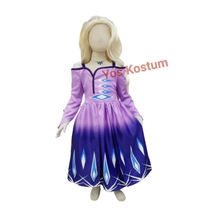 Kostum Princess Anak Elsa Ungu Frozen II Gaun Dress Baju Ulang Tahun Import Perempuan Ultah Costume