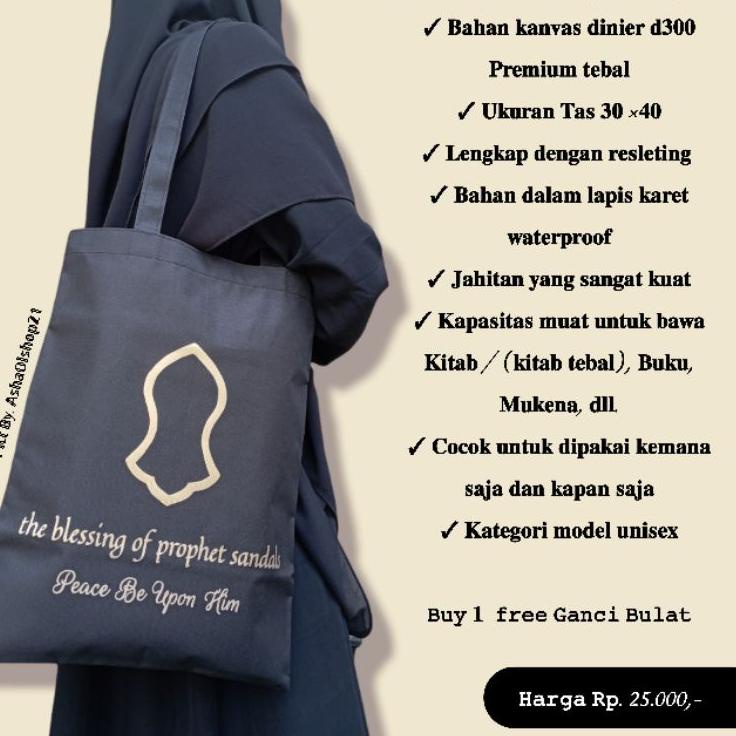 Terlaris Totebag kanvas terompah gold Bonus Ganci