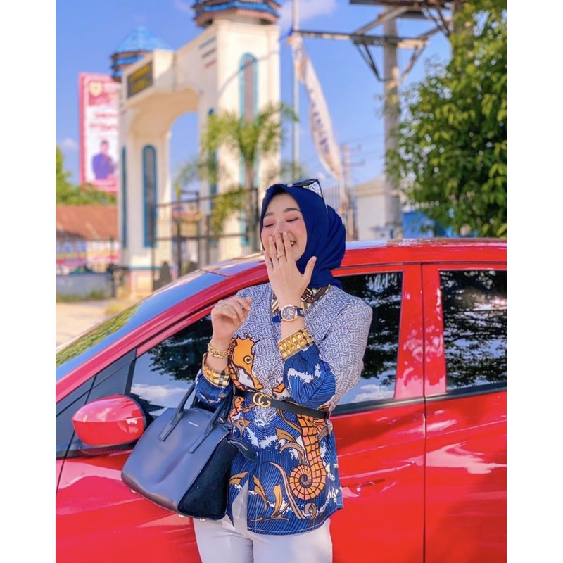 KEMEJA BURBERRY NAGITA ORI BKK MOTIF KUDA LAUT