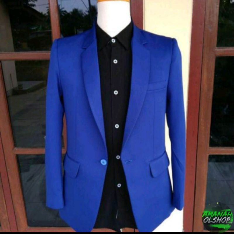 Jas Pria Biru Jas Formal pria Jas Wisuda