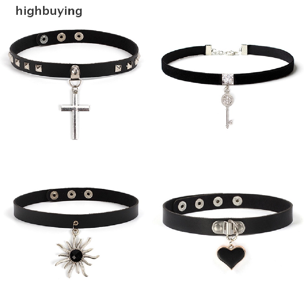 Hbid Kalung Choker Bahan Kulit PU Gaya Punk Gothic Untuk Wanita