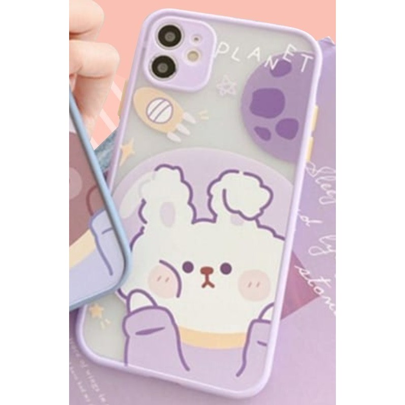 PRINTING HYBRID Bear case oppo a16 a3s a5 a9 2020 f11 f9 a5s a7 a12 a11k a1k realme c2 a52 a92 a33 a53 f11 pro a15 a31 2020 a54 a74 4g reno 4f 5 3 5f-Rabbit Soft Purple