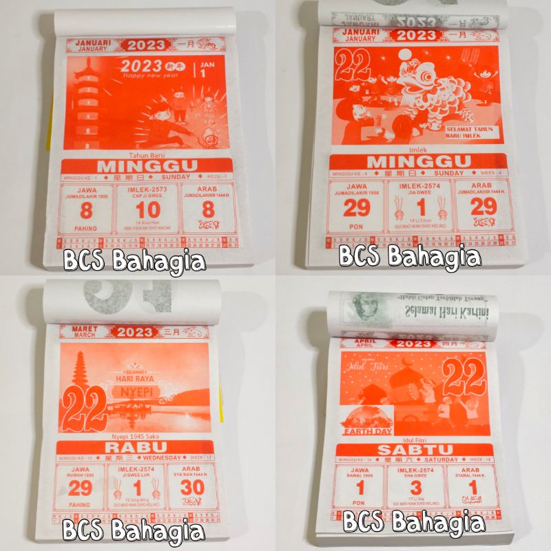 Kalender Calendar Chinese Harian Sobek Tahun Baru 2023 Ukuran Jumbo Besar Lokal China New / Calender Robek Cina Jawa Arab Shio Kelinci Big Size Bagus